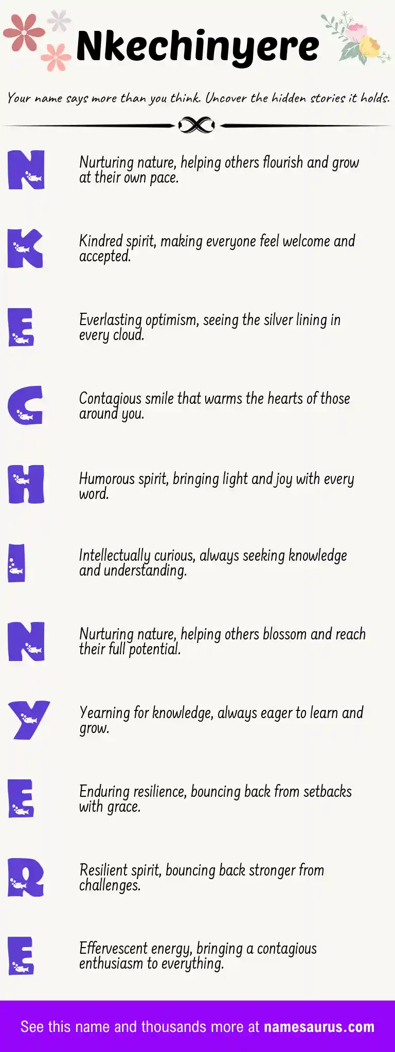 Acrostic poem about Nkechinyere.