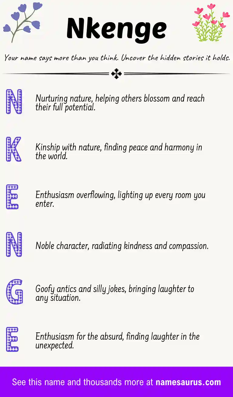Acrostic poem about Nkenge.