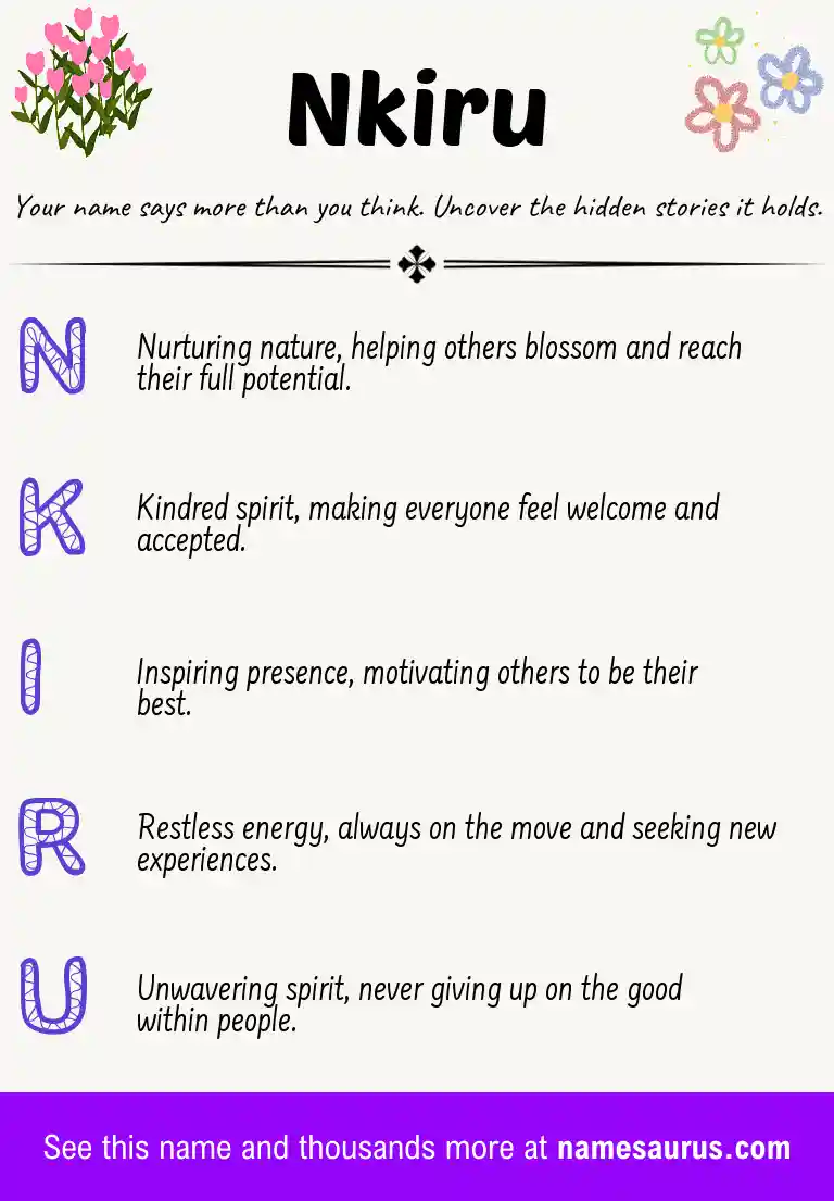 Acrostic poem about Nkiru.