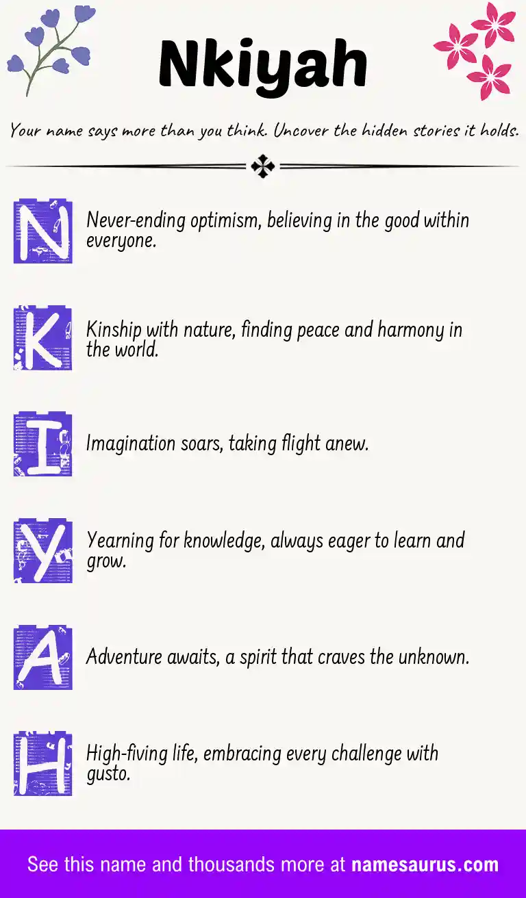 Acrostic poem about Nkiyah.