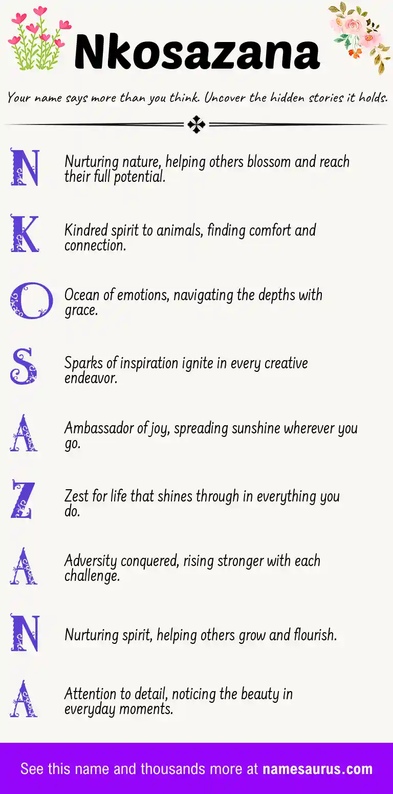 Acrostic poem about Nkosazana.