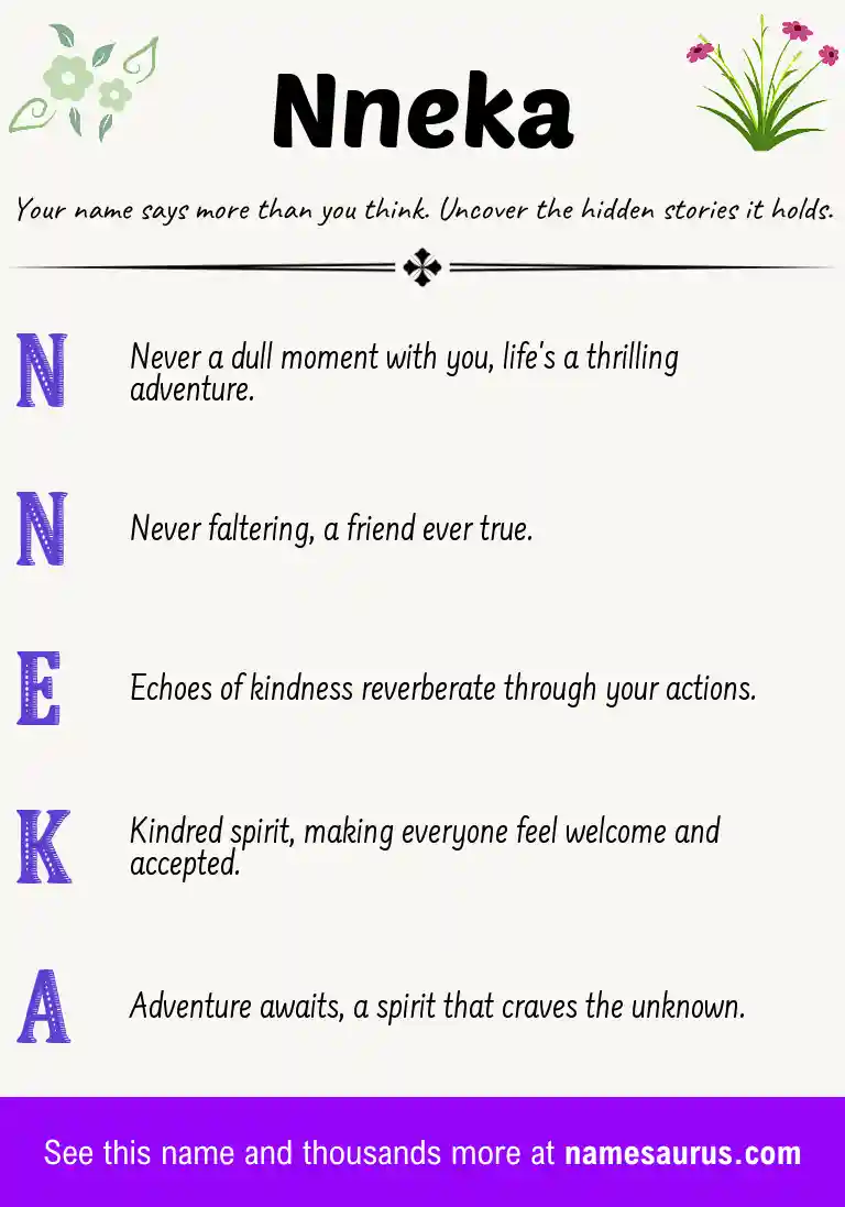 Acrostic poem about Nneka.