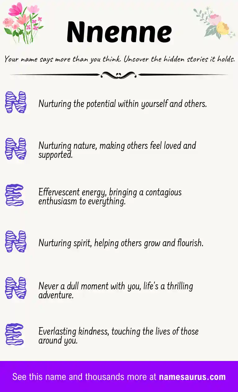 Acrostic poem about Nnenne.