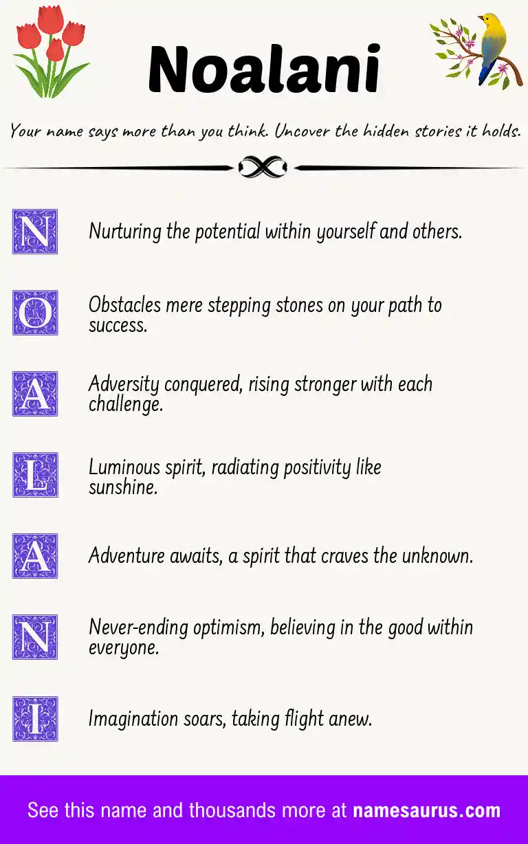 Acrostic poem about Noalani.