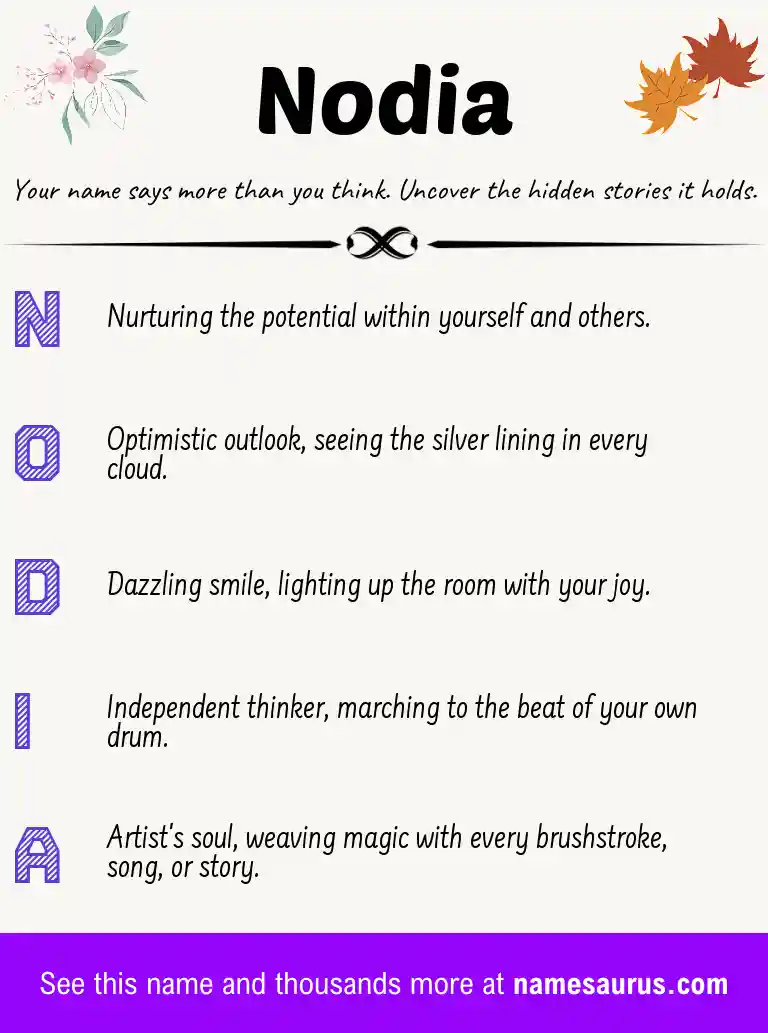 Acrostic poem about Nodia.