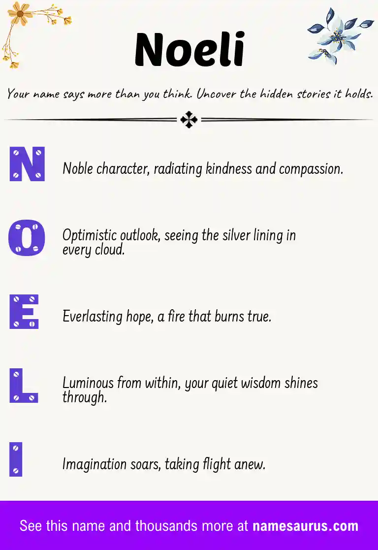 Acrostic poem about Noeli.