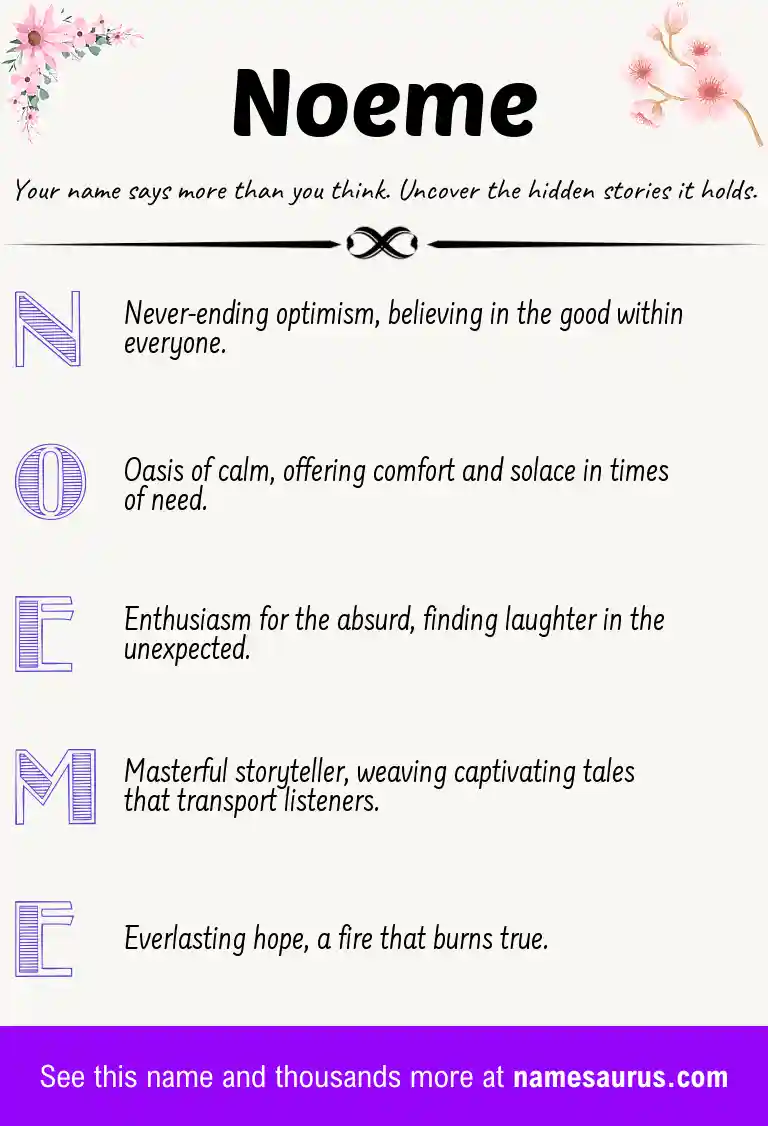 Acrostic poem about Noeme.