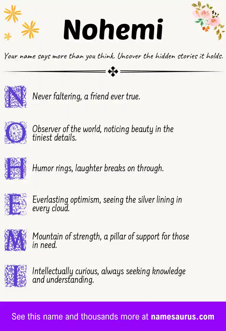Acrostic poem about Nohemi.