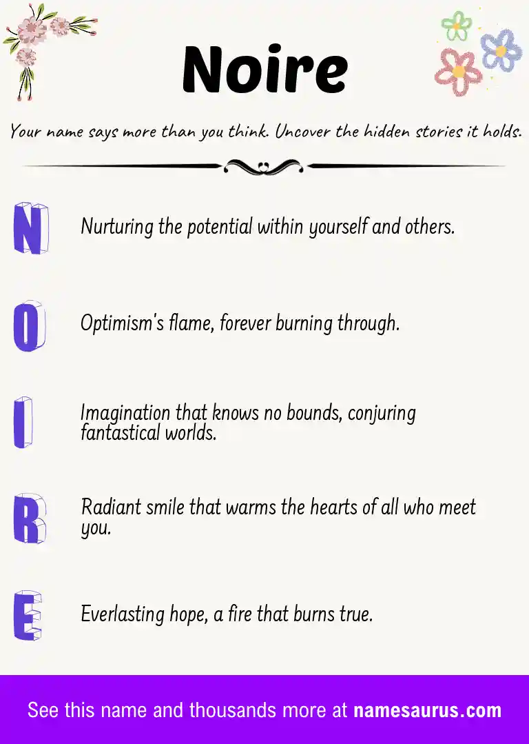 Acrostic poem about Noire.