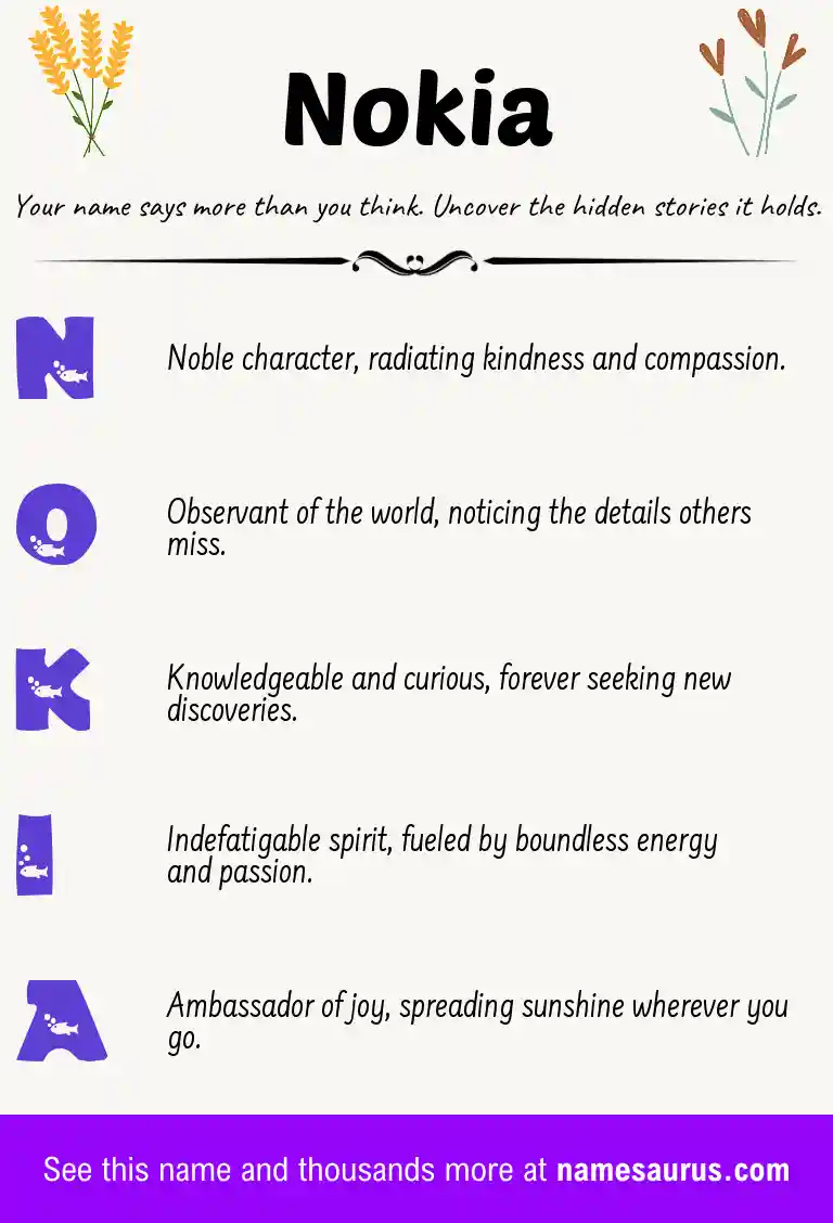 Acrostic poem about Nokia.