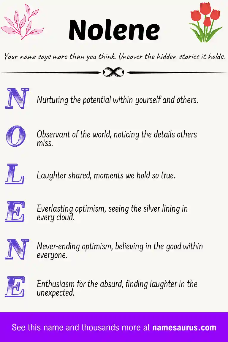 Acrostic poem about Nolene.