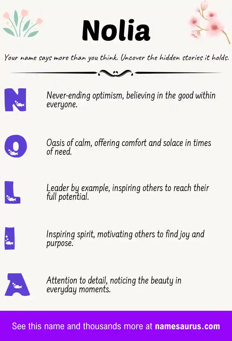 Acrostic poem about Nolia.
