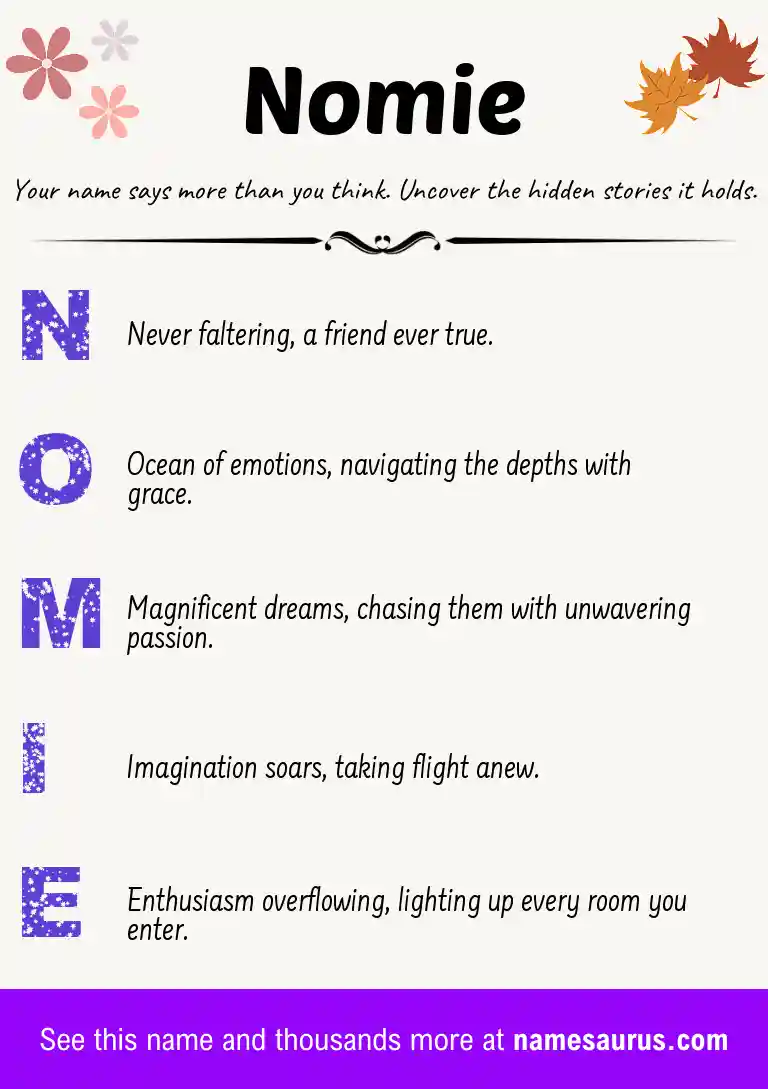 Acrostic poem about Nomie.