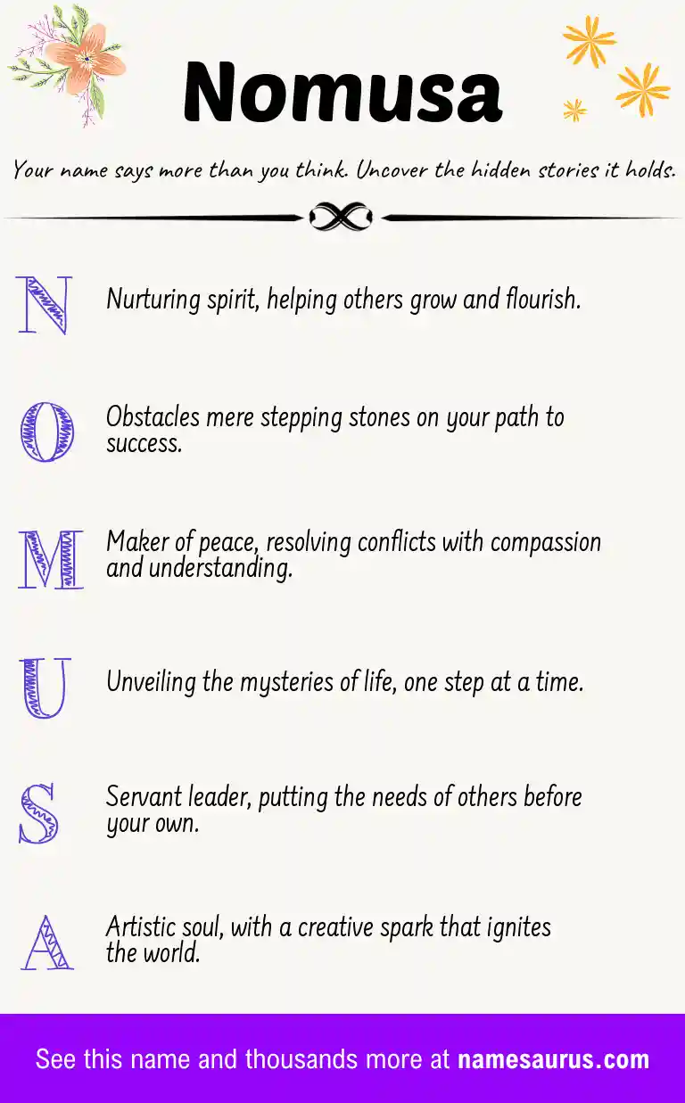 Acrostic poem about Nomusa.