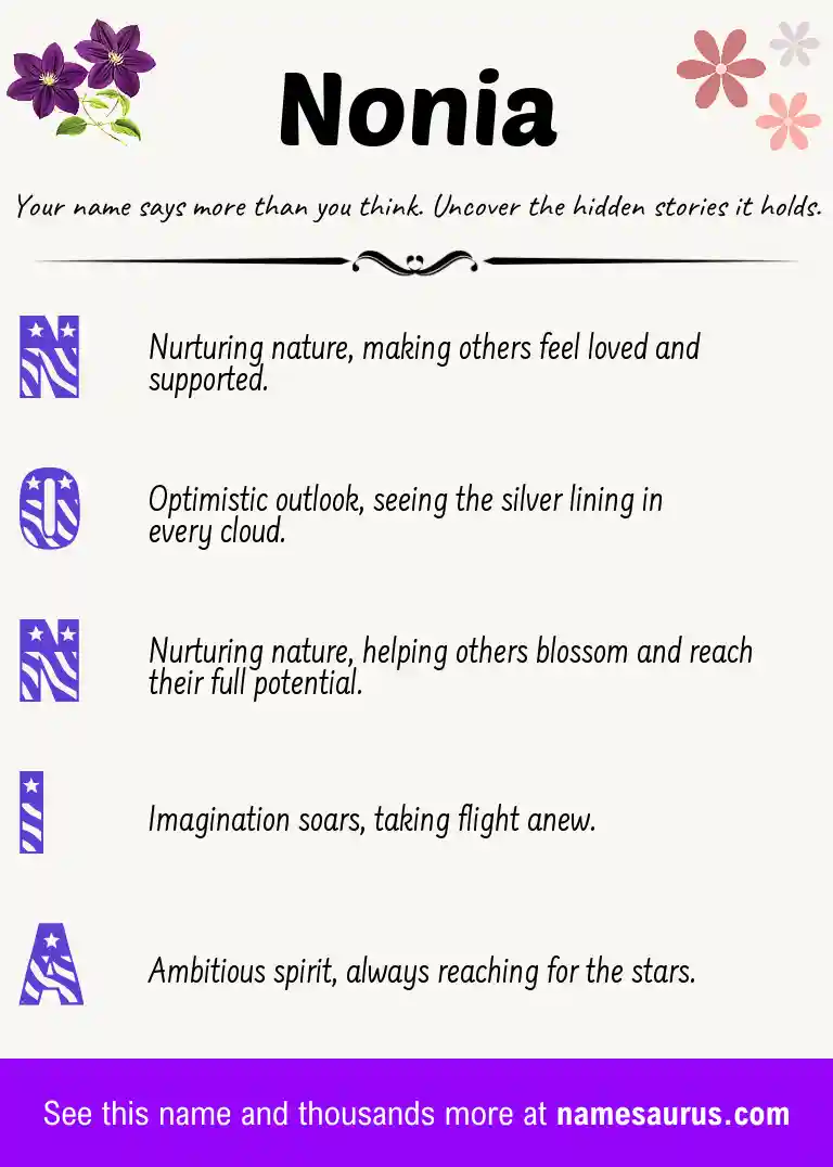 Acrostic poem about Nonia.