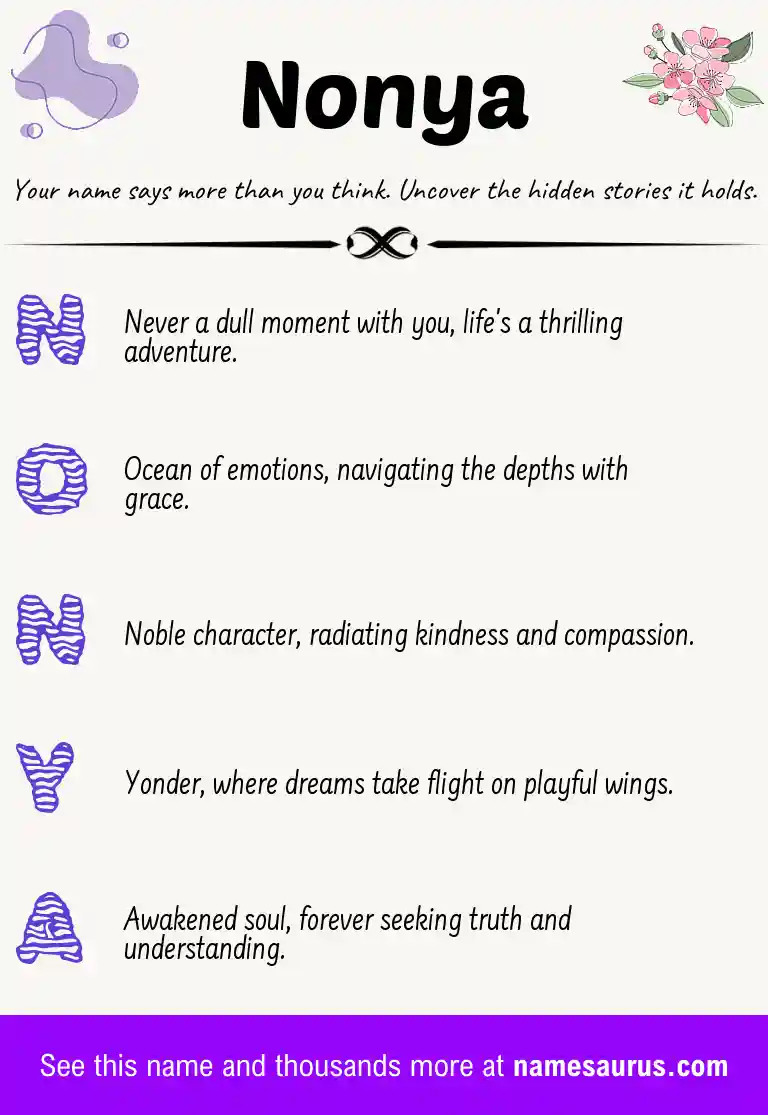 Acrostic poem about Nonya.