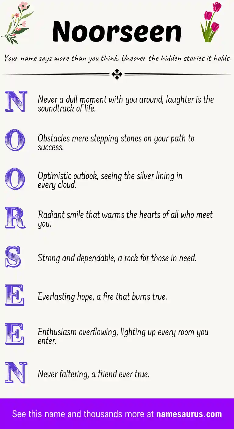 Acrostic poem about Noorseen.