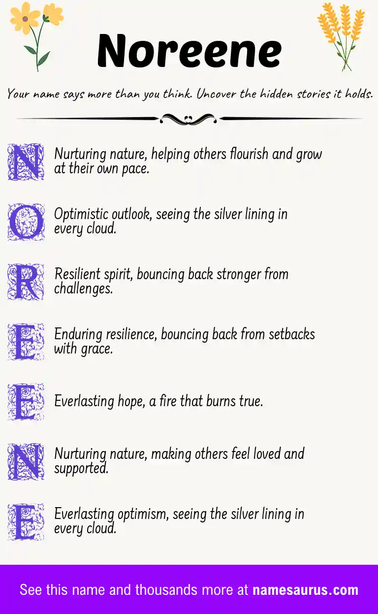 Acrostic poem about Noreene.