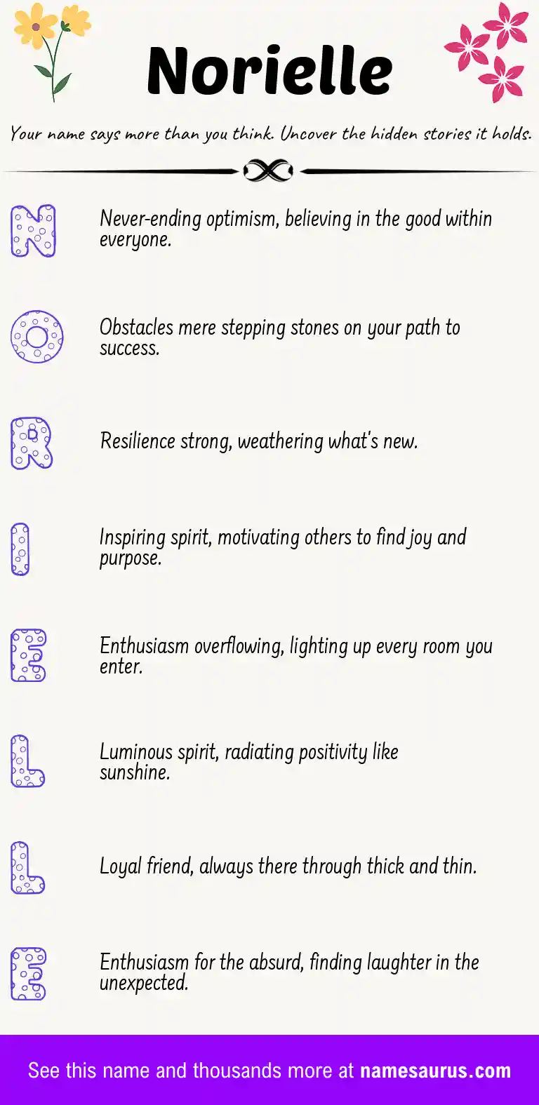 Acrostic poem about Norielle.