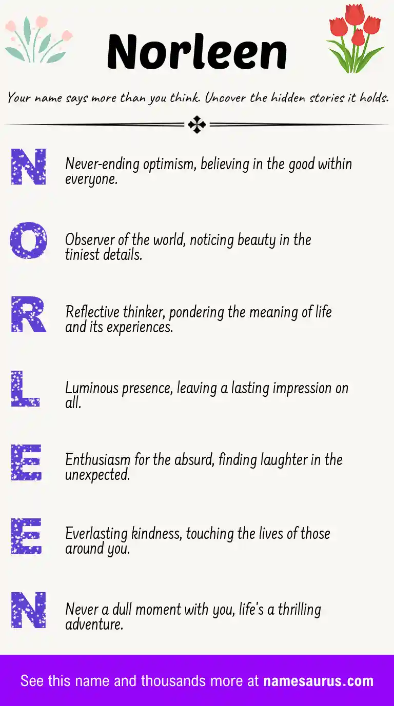 Acrostic poem about Norleen.