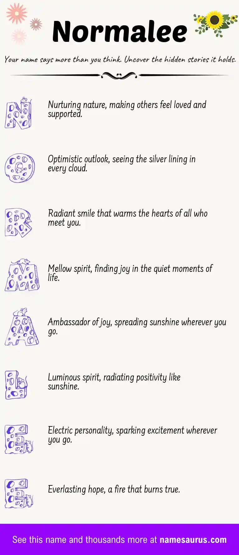 Acrostic poem about Normalee.