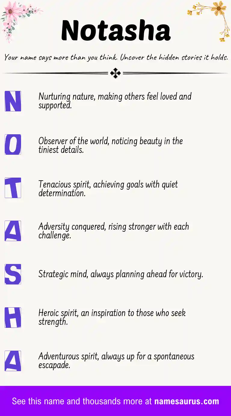 Acrostic poem about Notasha.