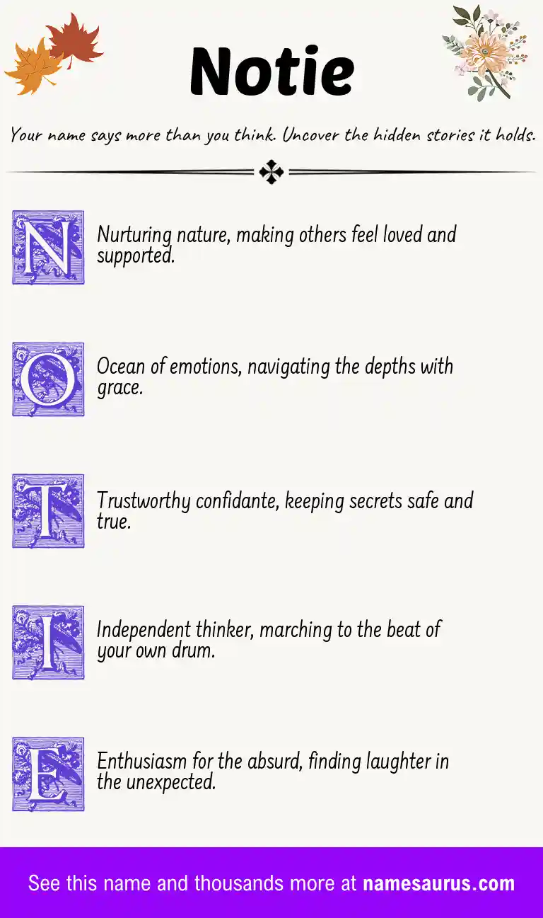 Acrostic poem about Notie.