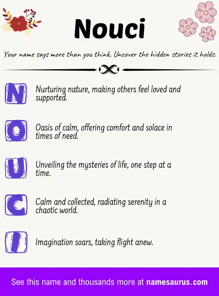 Acrostic poem about Nouci.