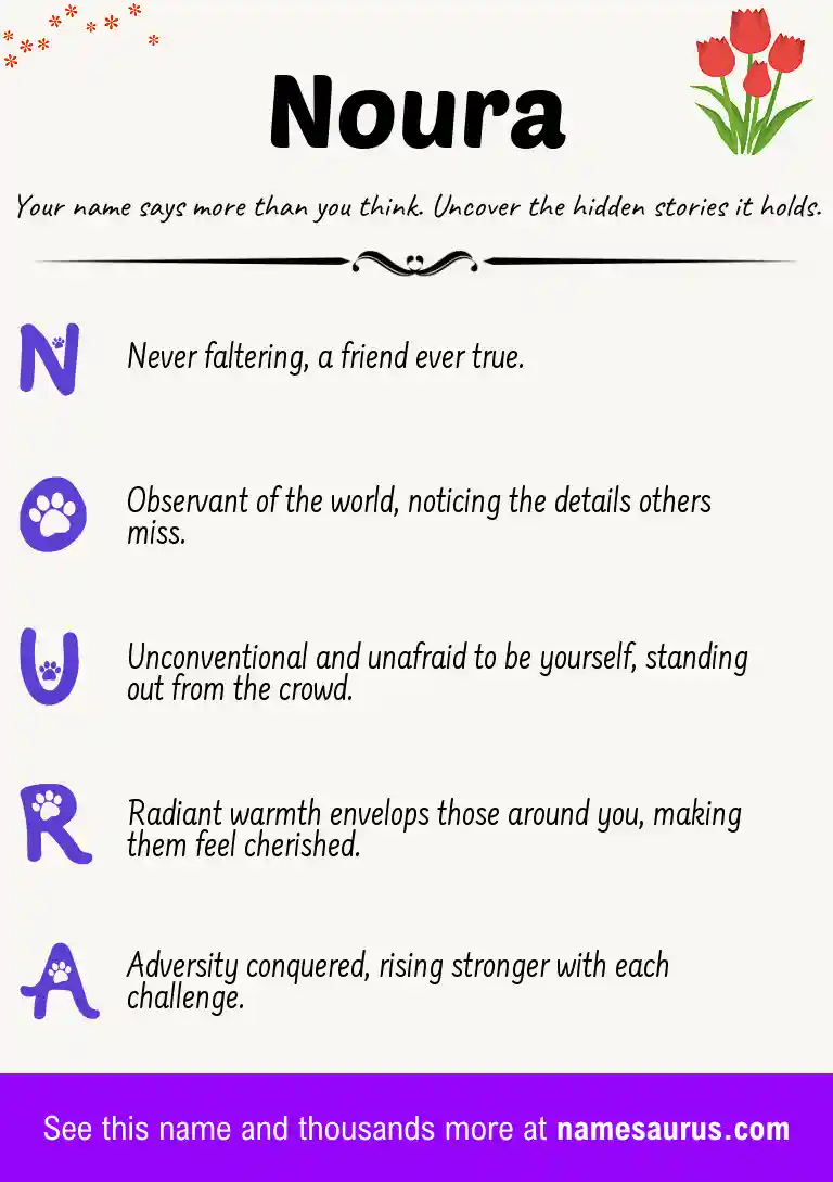 Acrostic poem about Noura.