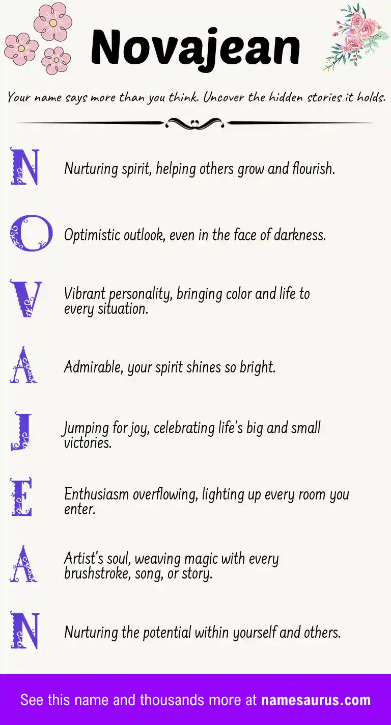 Acrostic poem about Novajean.