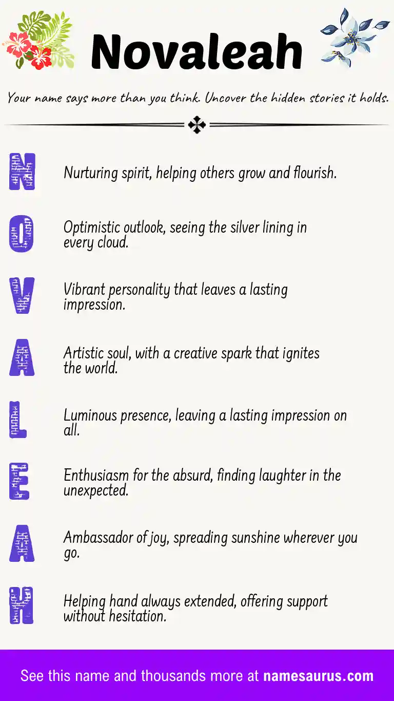 Acrostic poem about Novaleah.