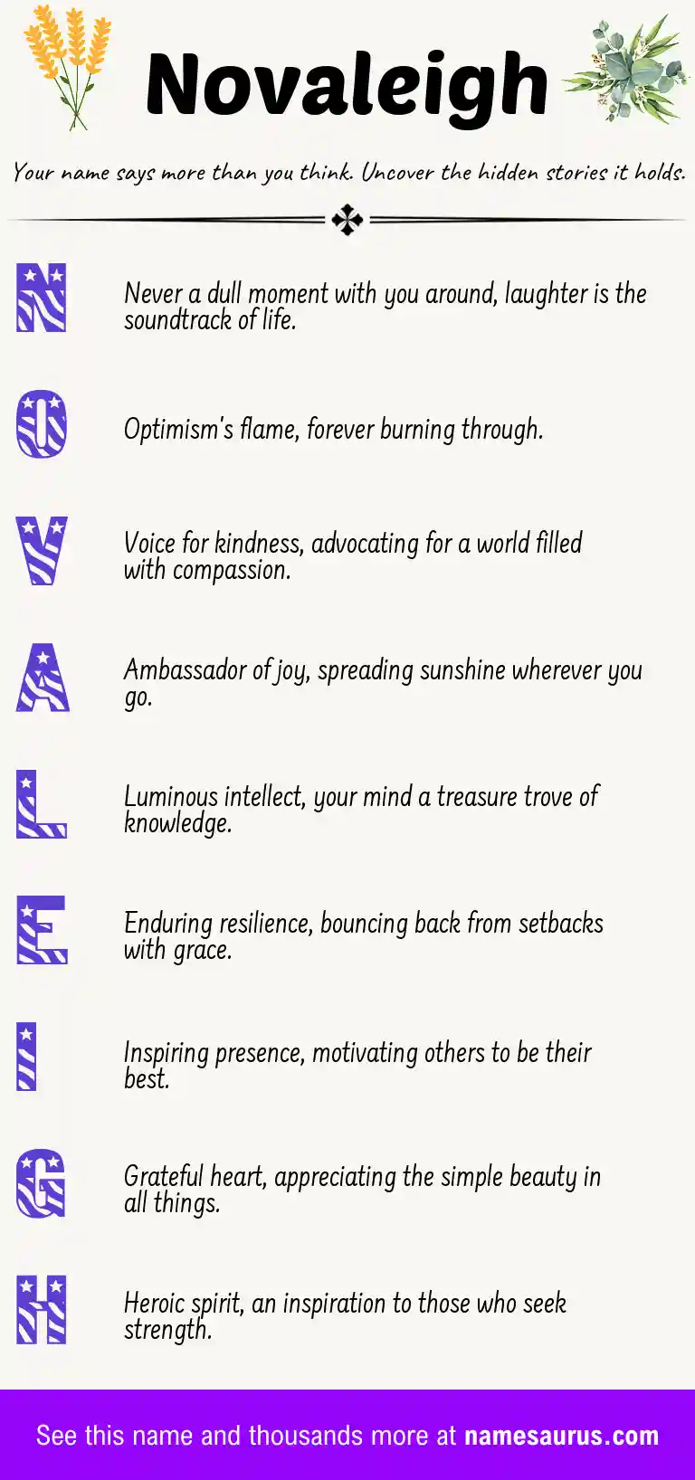 Acrostic poem about Novaleigh.