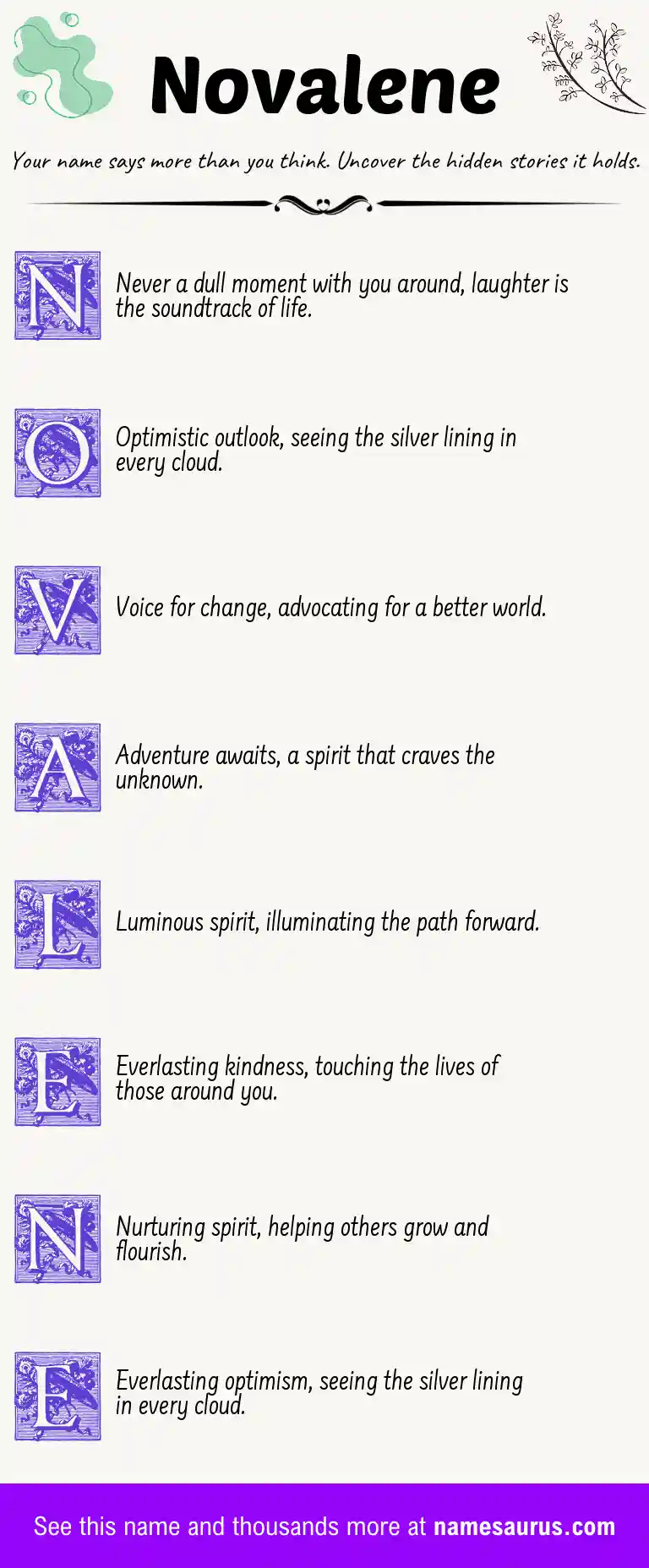 Acrostic poem about Novalene.