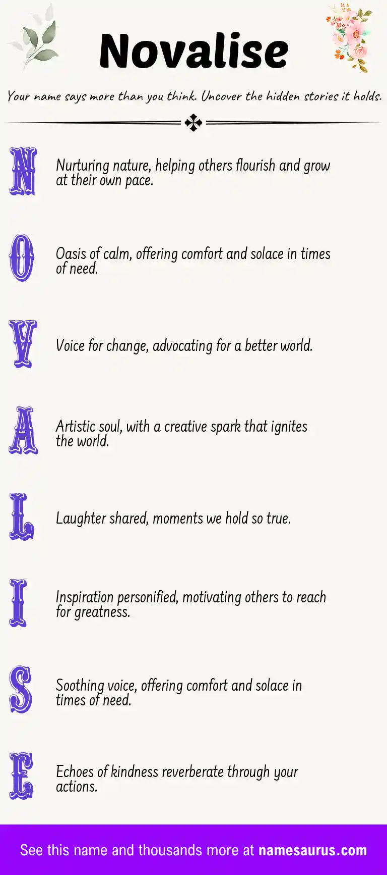 Acrostic poem about Novalise.