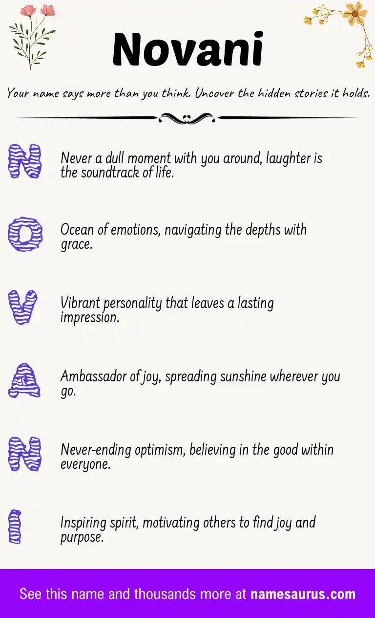 Acrostic poem about Novani.
