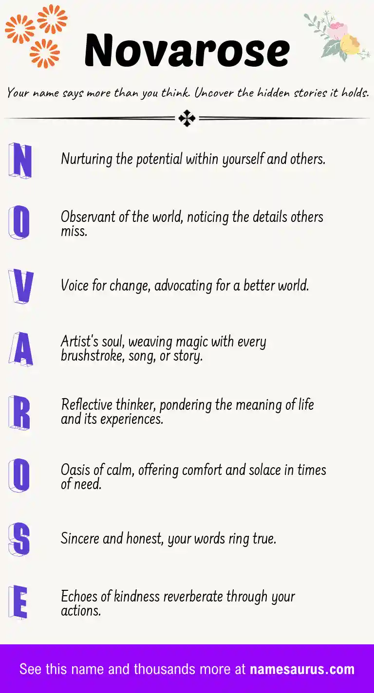 Acrostic poem about Novarose.