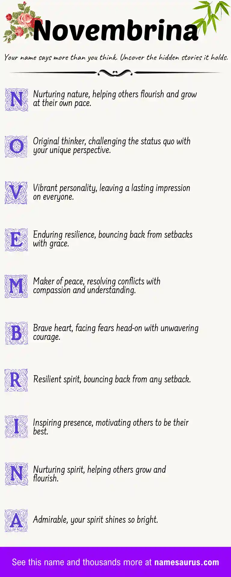 Acrostic poem about Novembrina.