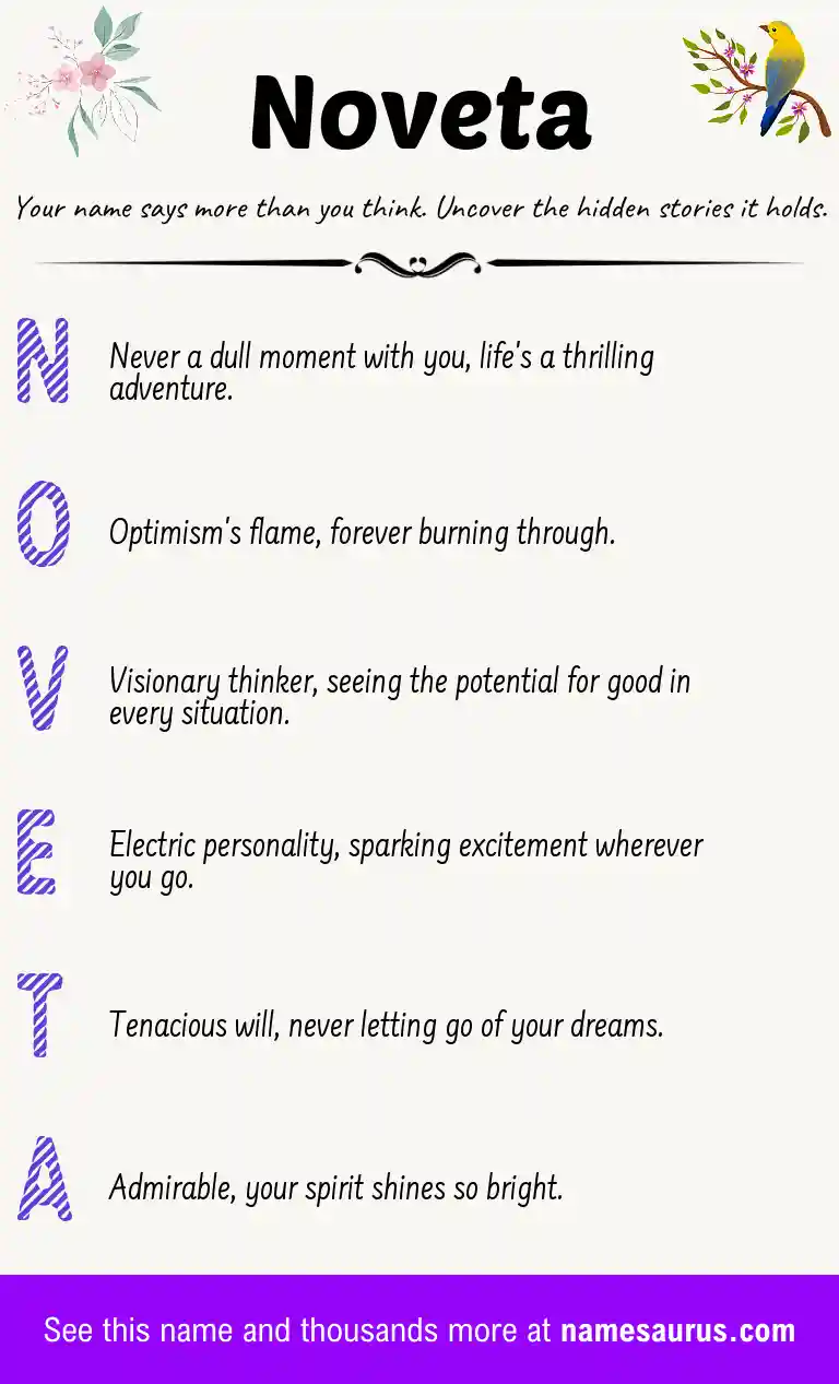 Acrostic poem about Noveta.