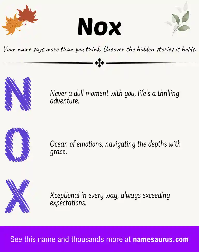Acrostic poem about Nox.