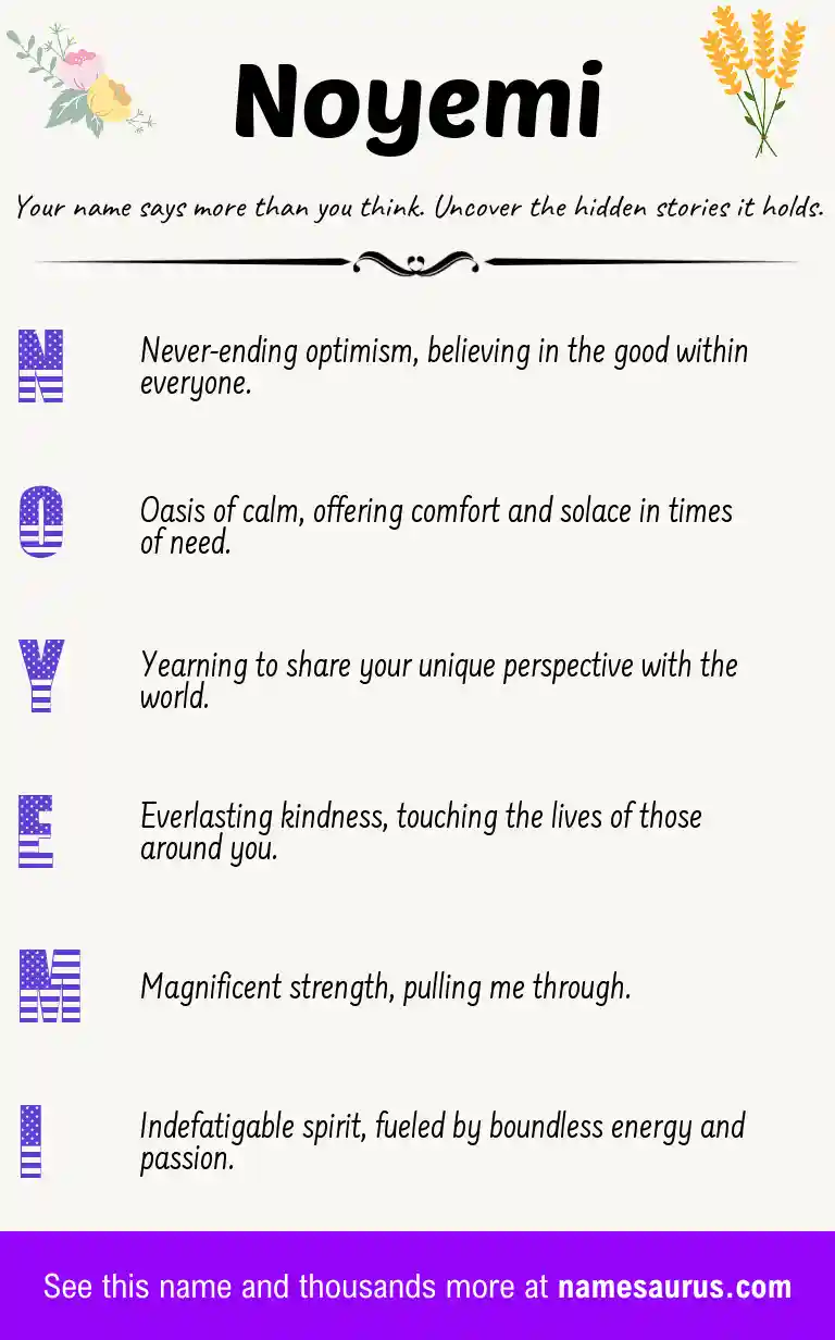 Acrostic poem about Noyemi.
