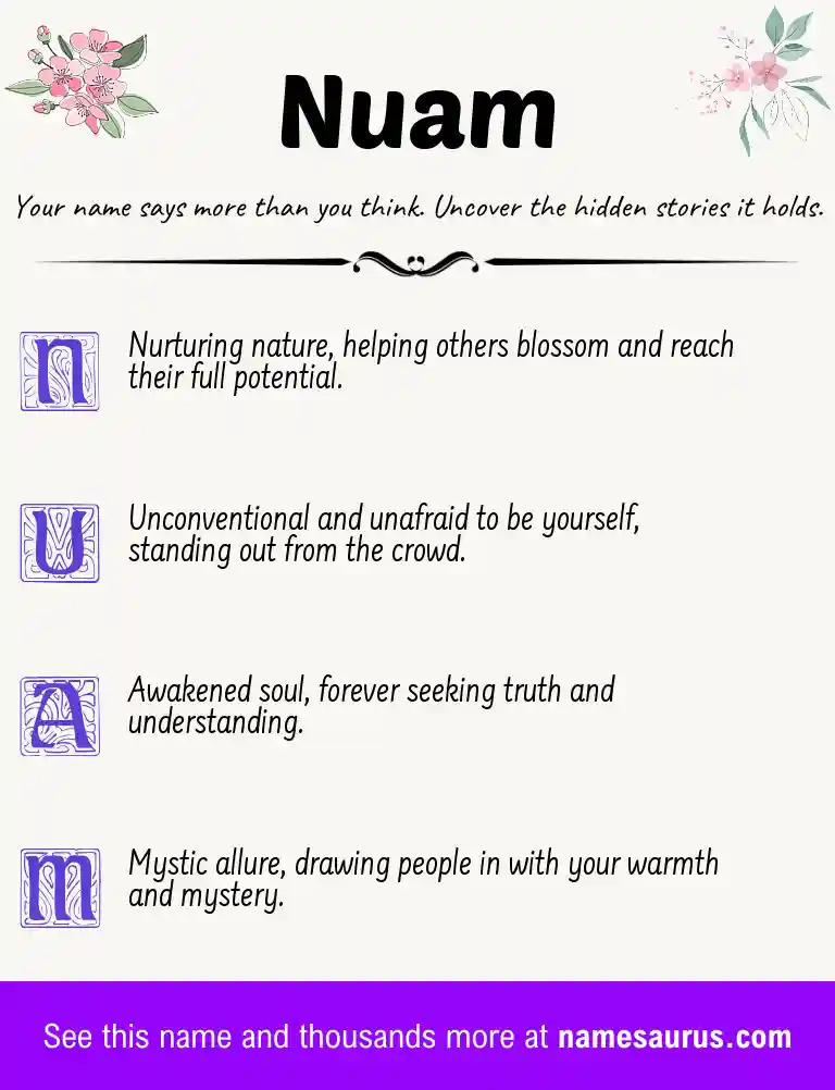 Acrostic poem about Nuam.