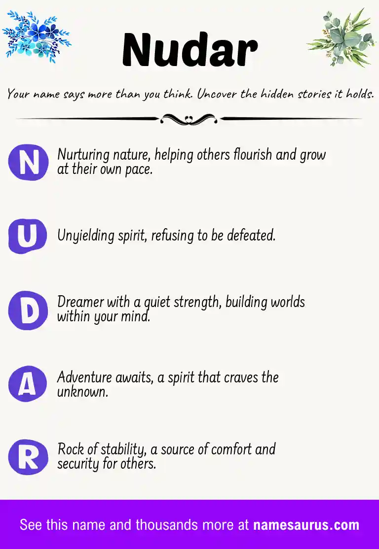 Acrostic poem about Nudar.