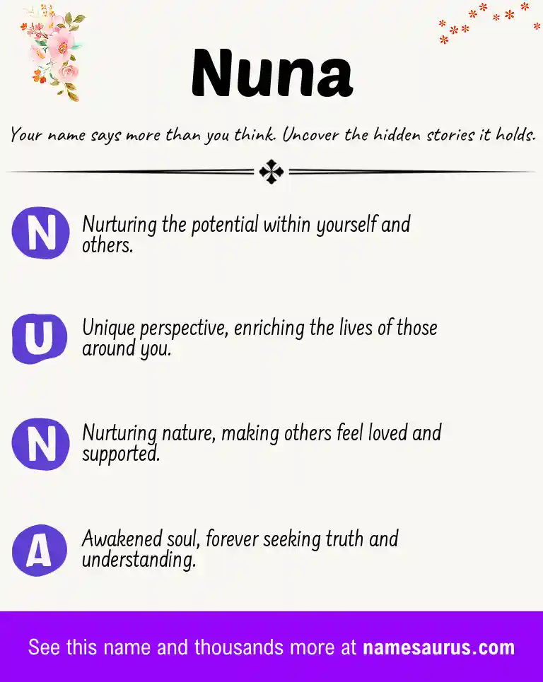 Acrostic poem about Nuna.