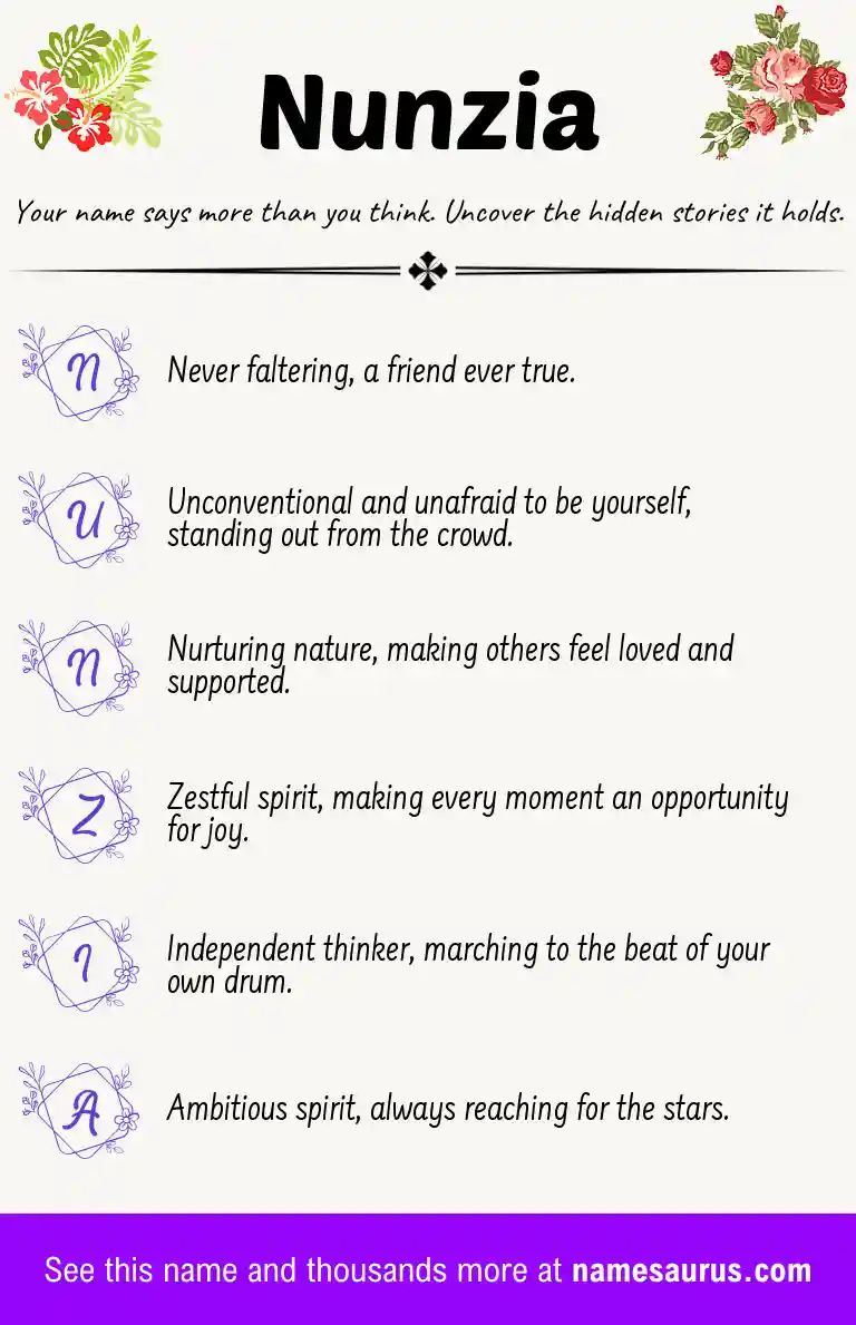 Acrostic poem about Nunzia.