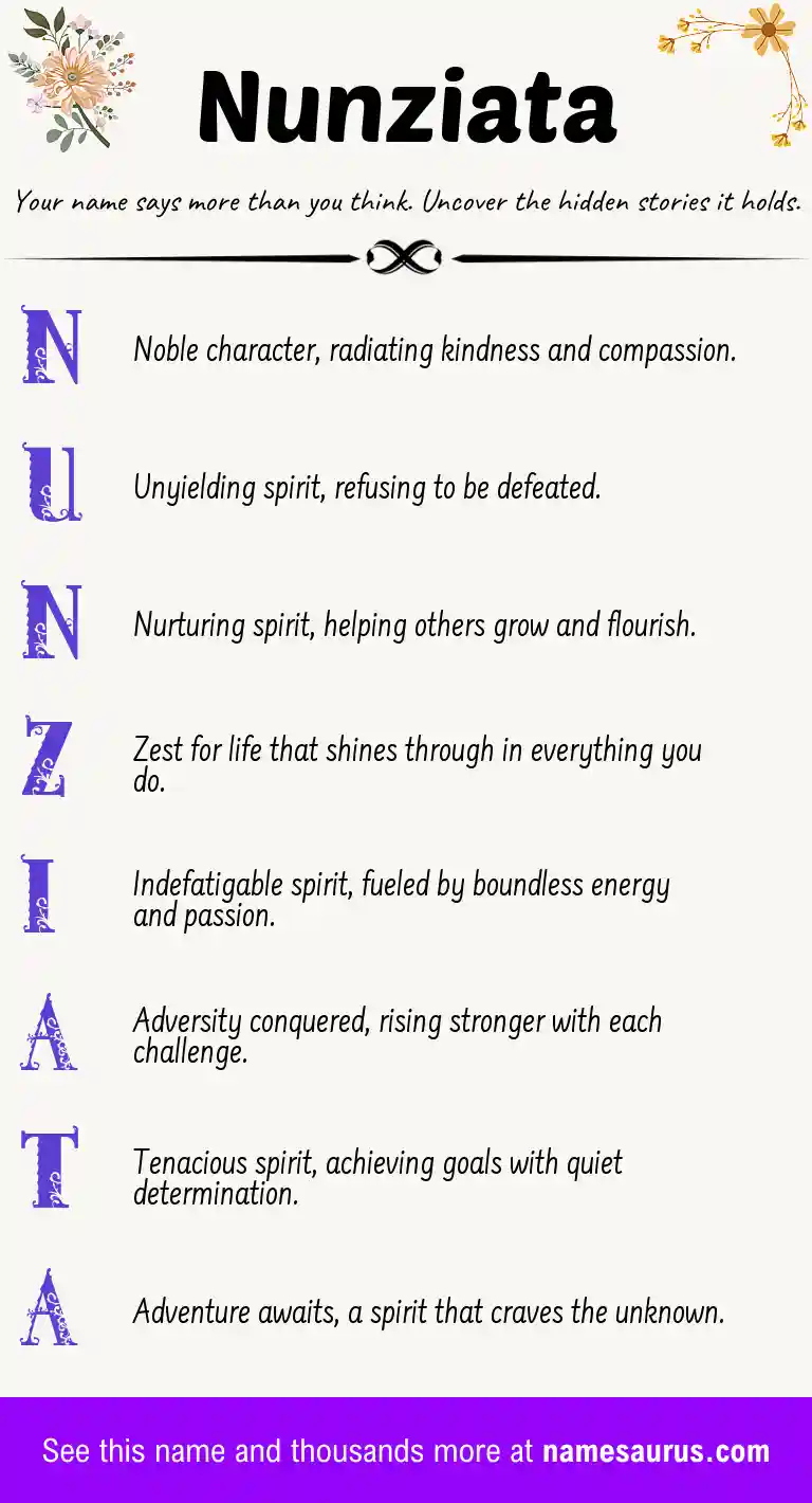 Acrostic poem about Nunziata.
