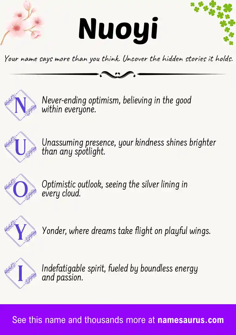 Acrostic poem about Nuoyi.