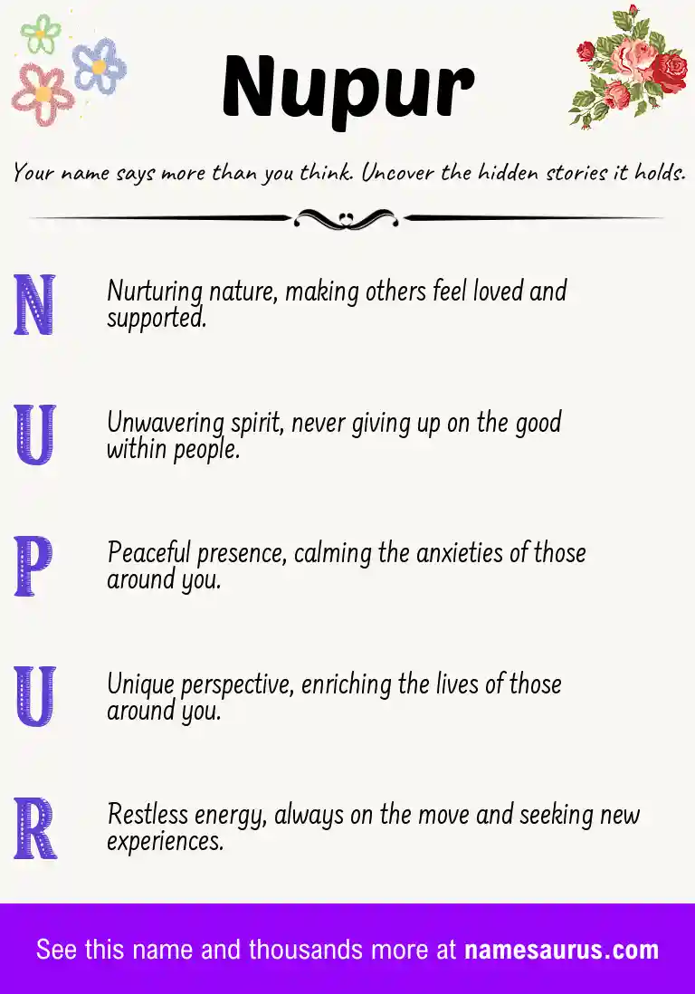 Acrostic poem about Nupur.