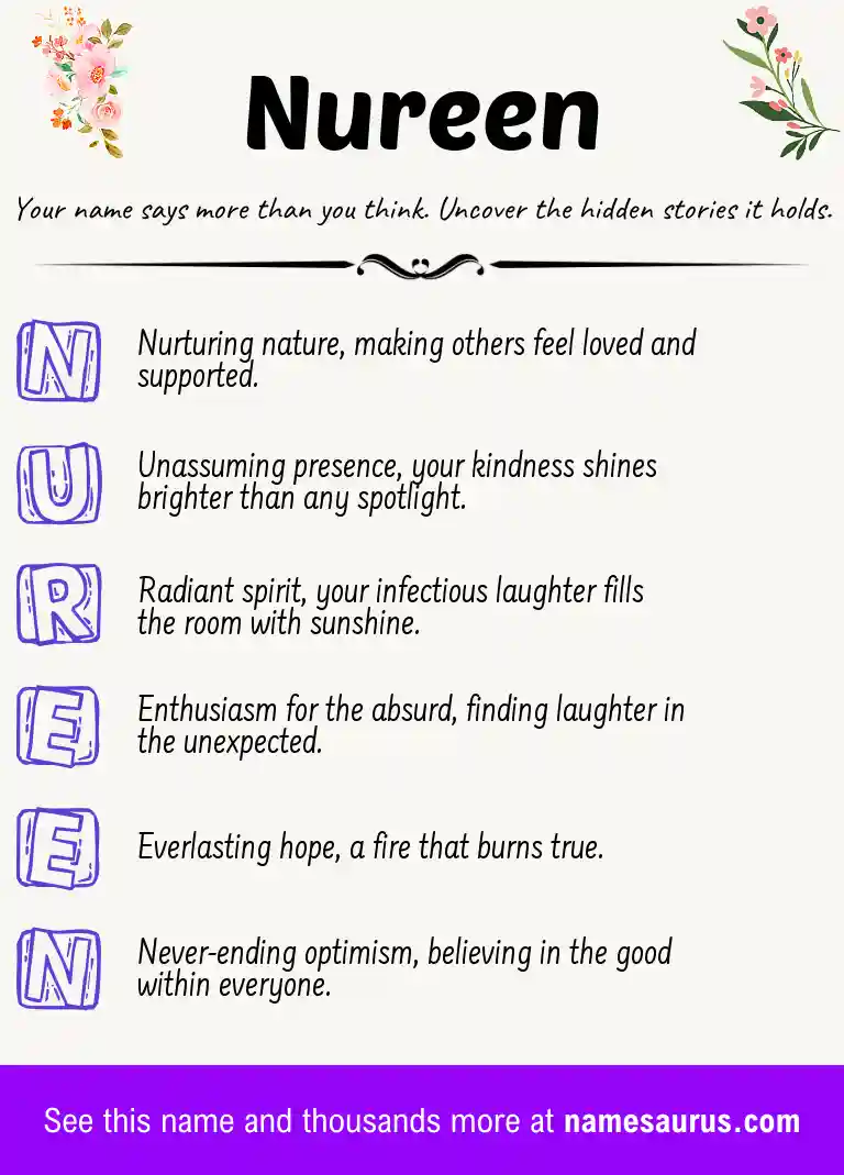 Acrostic poem about Nureen.