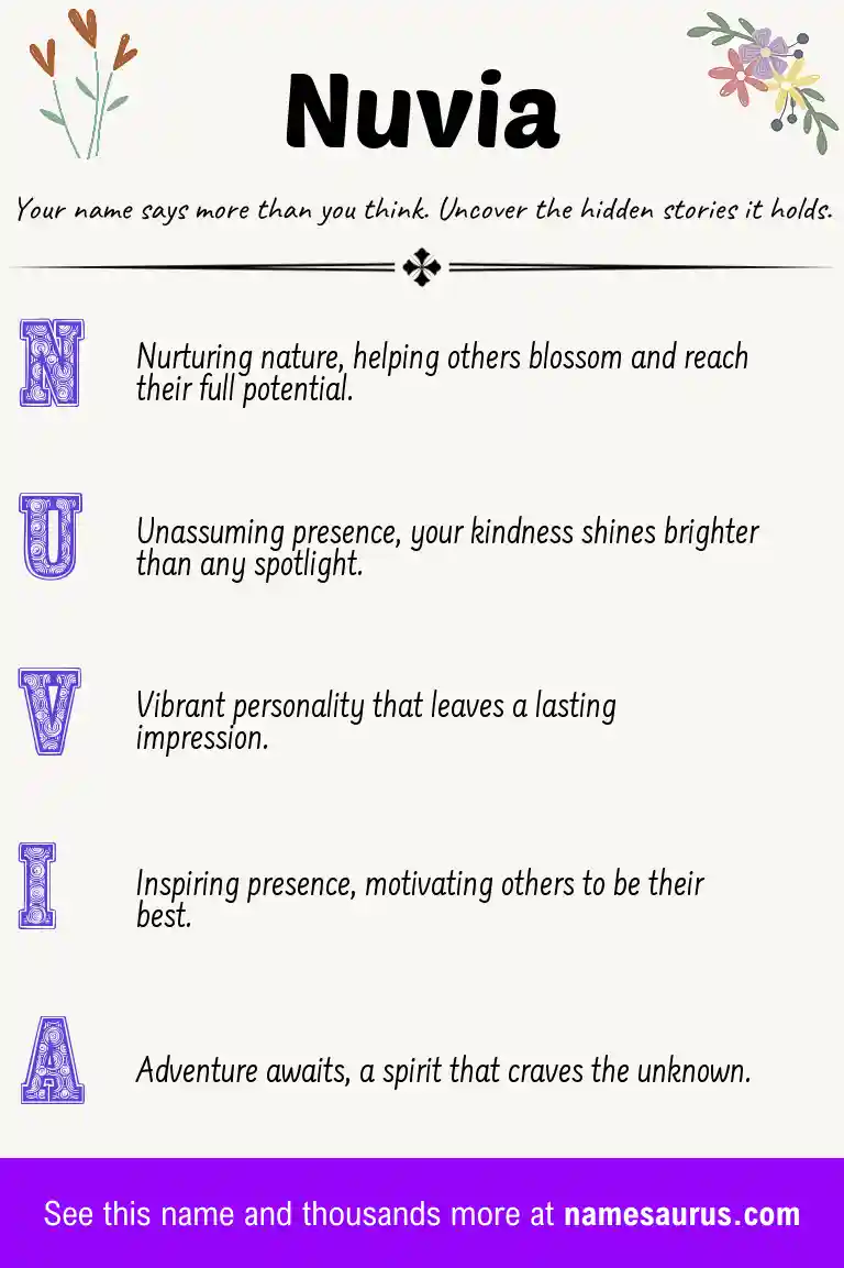 Acrostic poem about Nuvia.