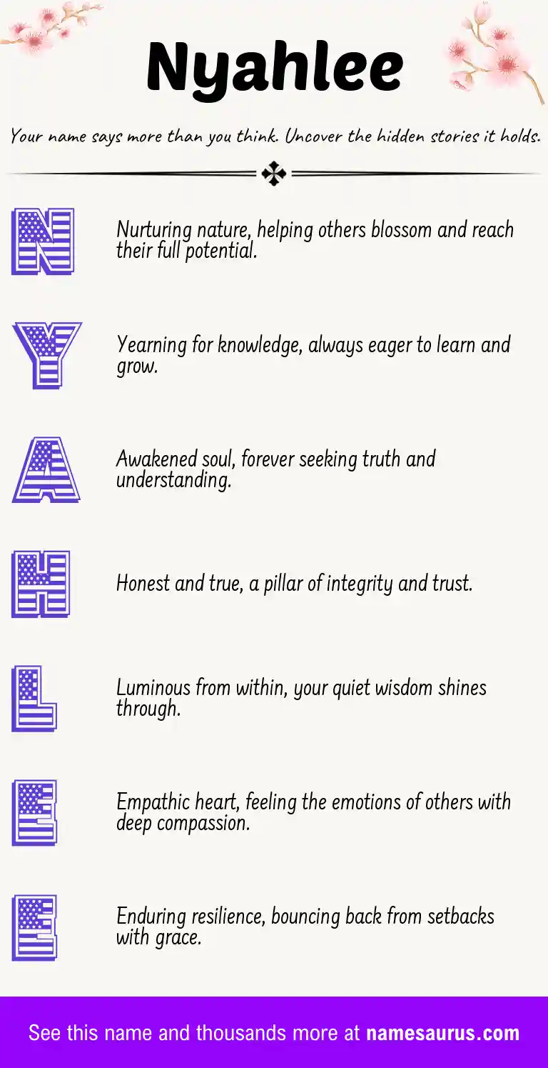 Acrostic poem about Nyahlee.
